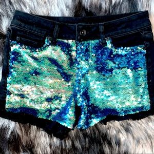 Sequin black jean shorts - Coachella